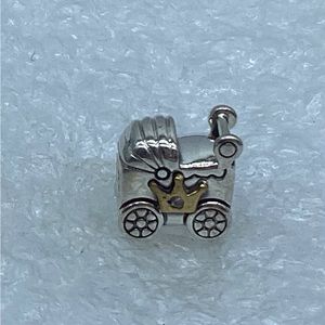 Pandora, “Two-Tone Baby Pram Charm ”2013 Silver S925ALE, Charm (Retired) A11-9